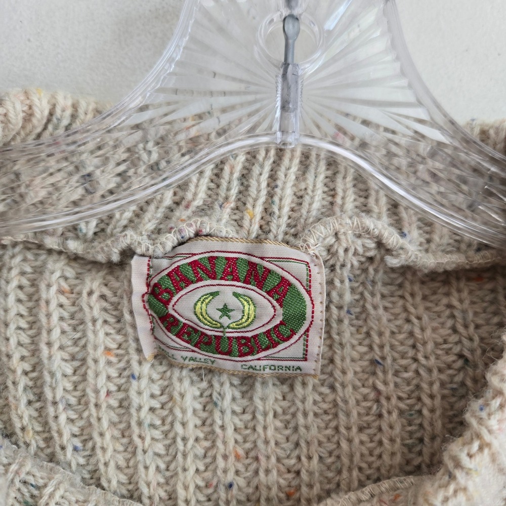 Vtg Banana Republic Medium Sweater Women Gray Vintage Confetti Rib Knit - Picture 4 of 9